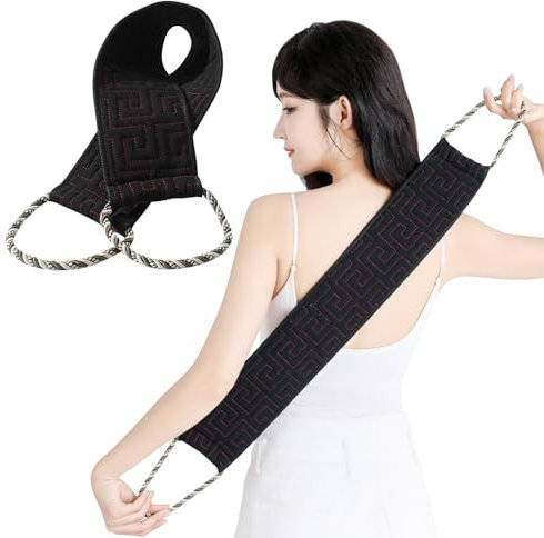 MeoZynxadril Rückenschrubber, Doppelseitig Rückenschrubber, Natürliche Dusche Körperbürste, Doppelseitiger Rückenwaschgurt, für Körperpeeling, Rückenreiniger, Entfernen abgestorbener Haut