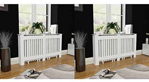 ShGaxin Heizkörperabdeckung 2 STK. Weiß MDF 152 cm, Heizung Verkleidung, Radiator Cover, Heizungsabdeckung, Verkleidung Heizkörper