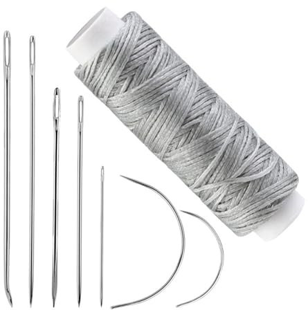 HVRFJXI Set di 10 aghi da cucito a mano in pelle con ago curvo per cucire in pelle ago da tappezzeria ago da ricamo a mano