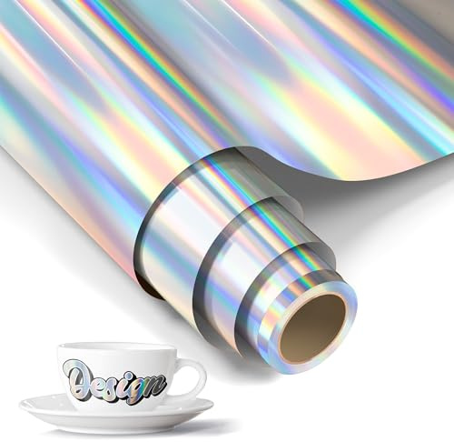 Likcut vinilo adhesivo holographique plata, 30,5 × 183 cm vinilo permanente para todo plotter de corte, vinilos adhesivos para decoración