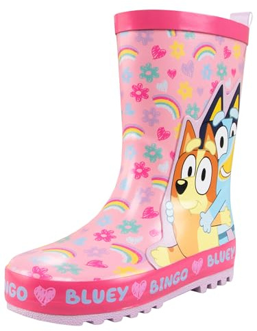 BlueY Bottes pour filles et Bingo | Bottes de pluie pour enfants filles | Botte en caoutchouc pour enfants | Rosa UK 13 EU 32
