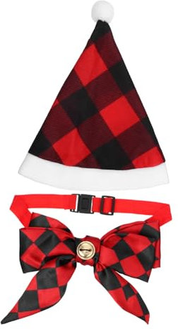 ERINGOGO Weihnachtsmützen Für Hunde Und Katzen Inklusive Fliege Bequemes Polyester-Material Einfach Anzulegen Für Festliche Outfits