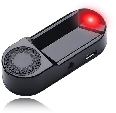 Solar Powered Fake Car Alarm LED Light, Red Flashing Anti-Theft Warning Lamp with Light Sensor, USB Backup Charging, Simulated Vehicle Security System for Cars, Trucks, Motorcycles