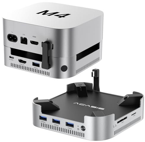 Acasis Dock Hub para Mac Mini M4/M4 Pro 2025 con Enclóser Dual NVMe SSD, Puerto HDMI 4K@60Hz, 4X USB-A 10G, PD 30W, Lector SD/TF - Estación de Expansión Todo-en-Uno para Diseñadores y Desarrolladores