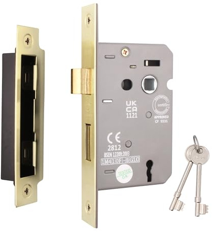 EAI Satin Brass Sashlock, 64mm / 2.5 Inch, Fire Rated