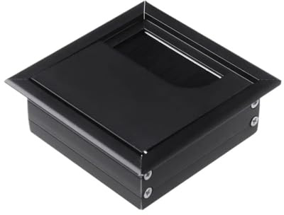 BTYQKZVPM Pasacables para escritorio, Pasacables rectangular de aleación de aluminio for escritorio de PC, tapa de orificio for mesa de oficina, puerto de salida con cepillo negro(Black,80x80mm)