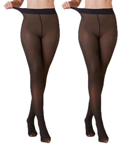 ZCJ Collant da donna con imbottitura termica a compressione con funzione di supporto, calze in pile autoreggenti, collant neri e collant sottili da donna, per autunno e inverno, Nero trasparente