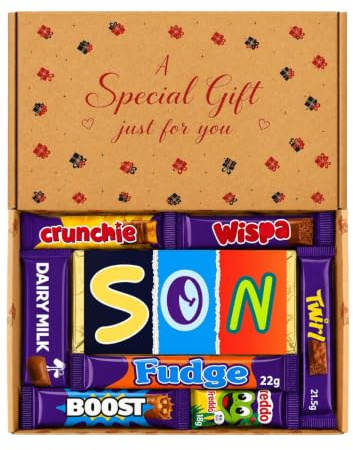Sweetie Gift Son Chocolate Hamper – Letterbox Friendly Chocolate Gift Box for Him – Christmas, Birthday, Exam, Get Well Soon, Just Because – Sweet Treats Selection for Son