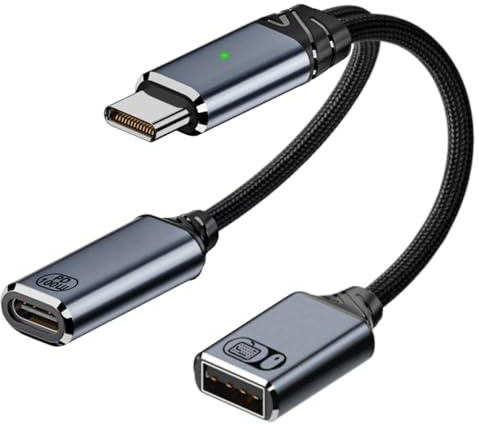 USB C OTG Adapter 2-in-1, Typ C Kabel auf USB A 2.0 und PD 100 W | 65 W und 45 W Schnellladung, Dual Port Splitter für Computer, PC, Tablet, Telefon, 3D Drucker (Grau)