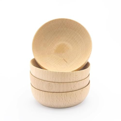 LLTCMYGS Montessori Wooden Small Dish Set, Mini Unfinished Bowl Set for DIY Crafts (4 Pieces)