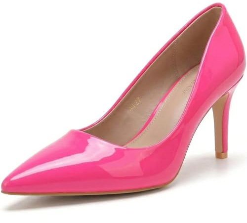 Women’s Low Heel Court Shoes Elegant Pointed Toe Mid Heel Pumps for Office, Work, Wedding & Formal Wear Comfort Shoes UK