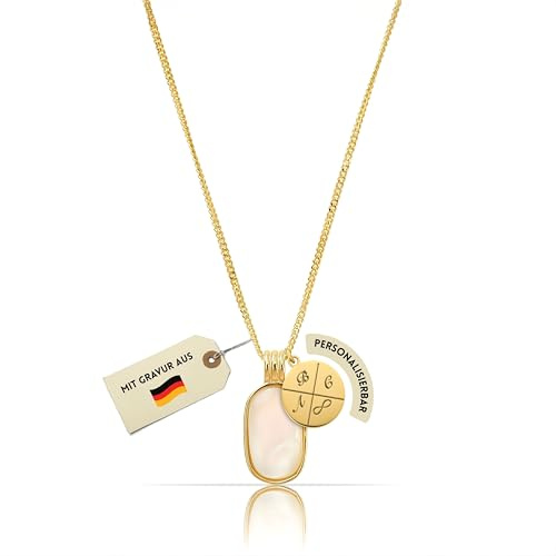 Made by Nami Personalisierte Elegante Kette mit Buchstaben Gold 40 + 5 cm aus 316L Edelstahl Personalisierte Geschenke Frauen Kette mit Namen, Symbol oder Wunschgravur