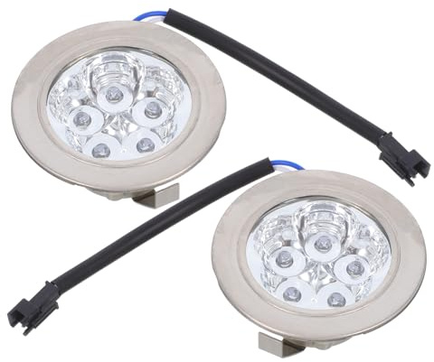 NIYANGLE 2pcs Dc12v LED Kitchen Hood Light Bulbs Round Silver | Cold White Output, Glass and Abs Build, Modern Sleek Design for Cooking Areas