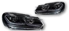 IEJPEQWW Scheinwerfer kompatibel for VW Golf 6 MK6 2009–2013 DRL Tagfahrlicht Kopflampe Bi-Xenon-Birne Nebelscheinwerfer Autozubehör(TSI,LEFT AND RIGHT_RHD_L-ED)