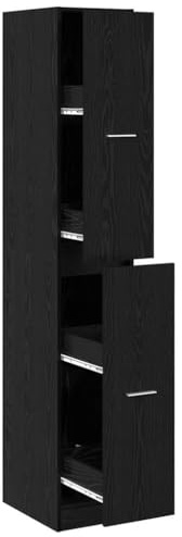 Roanoer Armoire à pharmacie - Aspect chêne noir - Armoire haute moderne - 30 x 41 x 174,5 cm - Armoire de rangement étroite en bois avec tiroir pour cuisine, salle de bain et bureau à domicile