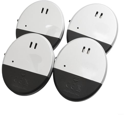 130 dB Glasbruchalarm Sensor für Fenster Türen Ultra Slim Vibrationsmelder Laute Sirene Home Security System Schwarz und Silber Farbe (4 Stück)