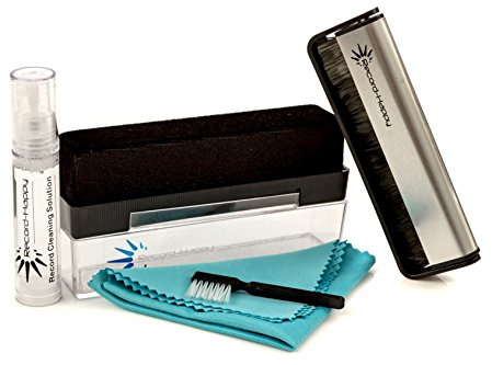 Vinyl Record Cleaning Brush Kit - 2 Premium Brushes (Velvet and Carbon Fiber) Bonus Cleaning Solution Anti-Static Microfiber Cloth and Stylus Cleaner. Our Best LP Care Set for Your Album Collection