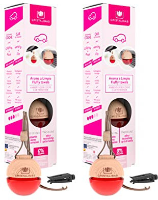 Cristalinas Pack Duo Coche Aroma Limpio, Cristal, Rojo, 4x3.7x15.5 cm, 2