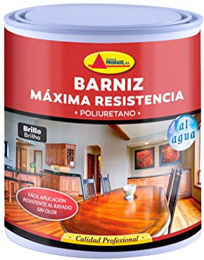 Promade - Barniz Poliuretano al Agua Acabado Brillo - Máxima Resistencia al Desgaste en Maderas de Interior - 750 ml