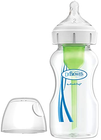Dr. Brown's Biberón Anticólicos Boca Ancha Options+ 270 ml Transparente Tetina Biberon Nivel 2 +3 meses