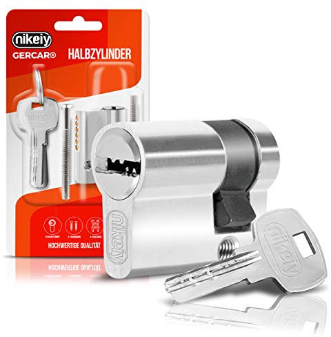 GERCAR Half Cylinder 10/30 Profile Cylinder Lock, Silver, Key Lock, Door Lock, 40 mm, Set of 1
