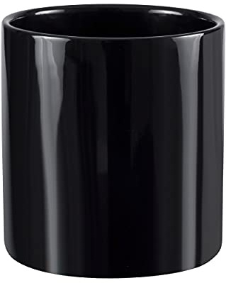 botle Keramik Blumenübertopf Blumentopf Pflanzkübel Glanz zylinderförmigen Blumentöpfe (16 x 15 cm, Schwarz)
