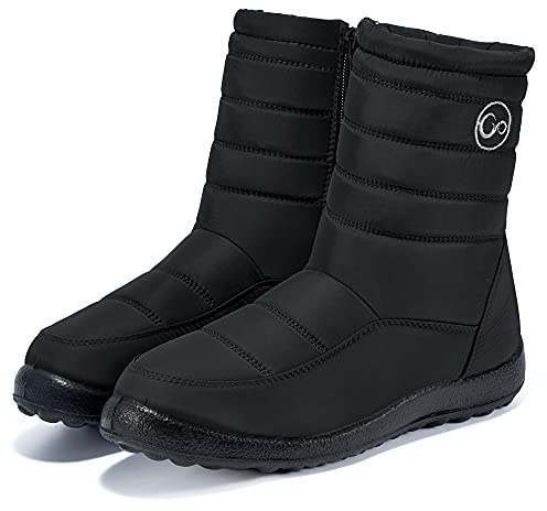 Alicegana Womens Winter Snow Boots for Women Waterproof Warm Fur Lining Mid Calf Boots with Zipper Comfortable Outdoor Shoes