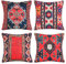 Kissenbezug Kissenhülle 45x45 Böhmischen Abstraktes Rot Kissenbezüge Retro Ethnischer Türkischer Kelim Muster Sofakissen Dekokissen Outdoor Kissen Zierkissenbezüge für Schlafzimmer Wohnzimmer 4er Set