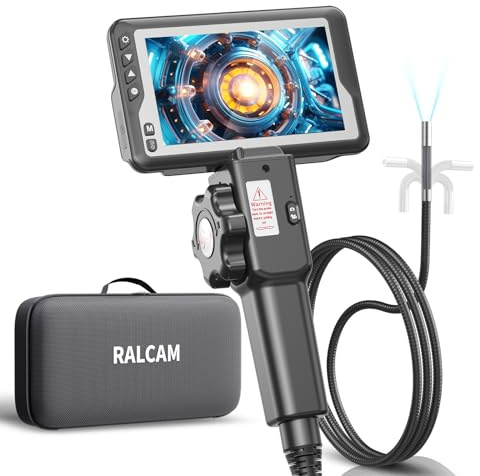 Ralcam Endoskopkamera mit Licht Endoskop - 720P HD Inspektionskamera 4,5'' IPS LCD Bildschirm Industrial Endoscope mit 5,5 mm Teleskopkamera, 6 Adjustable Kamera Licht, 6000mAh Akku, Werkzeugkasten