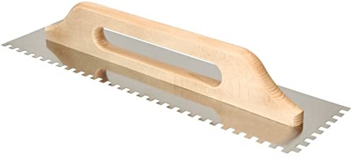 KOTARBAU® Cazzuola dentata in acciaio inox, 480 mm, dentatura 8 x 8 mm, con manico in legno