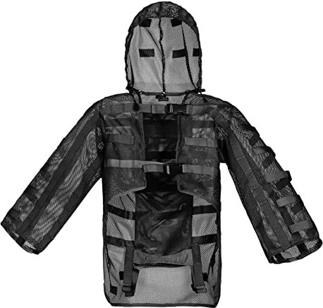 Splenlife Tarnanzug,Outdoor 3D-Blätter Tarnen Cape Umhang Mantel Stealth Waldjagdbekleidung Jagdbekleidung Herren Camouflage, Für Jungle Jagd, Paintball, Airsoft, Halloween (Color : Black)