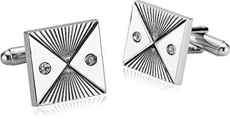 Whoiy Manschettenknöpfe Herren Silber Gravur, Manschettenknöpfe mit Gravur Edelstahl Silber Quadrat Zirkonia für Männer mit Geschenkbox