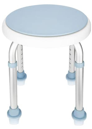 Tubiaz Duschhocker Duschstuhl für Senioren, Rund Anti-Rutsch Badhocker Höhenverstellbar 36-51cm, 360°Drehbarer, Aluminium Badsitz Belastbar bis 136 kg fur Alten und Schwangere