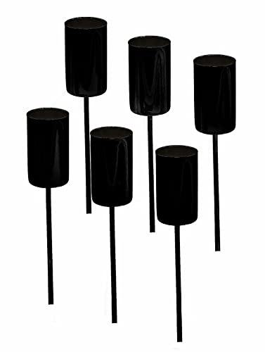 Kerzenpick für Stabkerzen 6er Set - schwarz - Kerzenhalter für Tafelkerzen - Kerzen Stecker für Advents und Weihnachts Gesteck