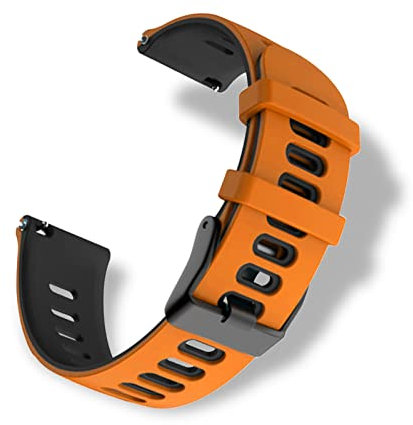 RoYiio Silikon Armband für Anstoßbreite 22mm, Bequem Wasserdicht, Sport Ersatzarmband Armbänder für Damen Herren - Orange Schwarz