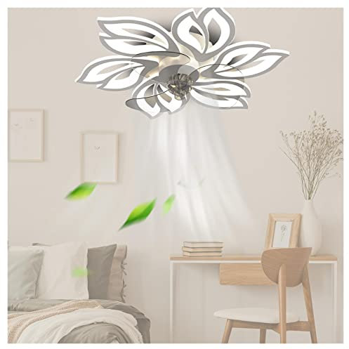 VVLXRIC Bedroom Ceiling Fan with Light and Remote Mobile Phone Controllable,Mute Universal Remote Control Ceiling Fan Fashion Classic Ceiling Fans with Lights Modern Bedroom Study Living Room