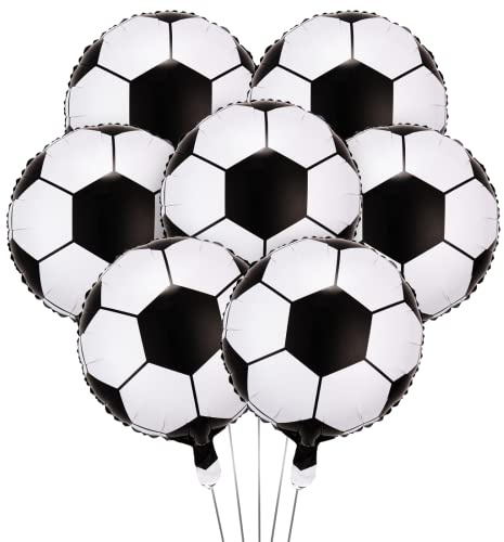 Luftballons Fußball, 12 Stück 18 Zoll Folienballons Fussball, Aluminiumfolie Fußball, Soccer Ballons für Junge Kinder Geburtstag WM Sport Thema Party Dekoration