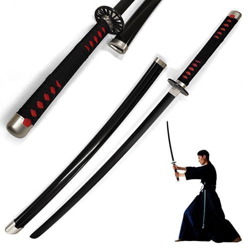 Demon Slayer Schwert, Katana aus Holz mit Scheide, Samurai Schwerter, Holzschwert, Slayer Schwert, Bambusklinge, Animefans, Anime, Cosplays, Spielzeug für Kinder