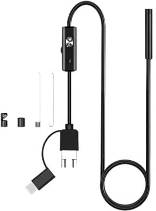 POFET Telecamera di ispezione 3 in 1 con telecamera per endoscopio impermeabile leggera per PC Laptop Computer smartphone Android - 5 metri