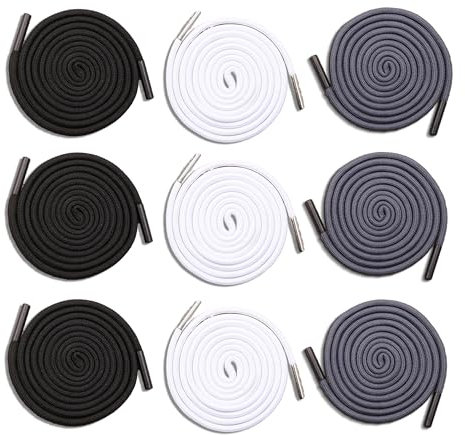 9 Stück Kordel für Jogginghose Metall Ersatzl-Saiten,Universal 140cm Kordelenden Kordelzug, Hoodie Schwarz-weiß-graues Hosenseil,Rund Schnürsenkel Reißfeste,für Jacken Sweatshirts Hosen,Sporthosen