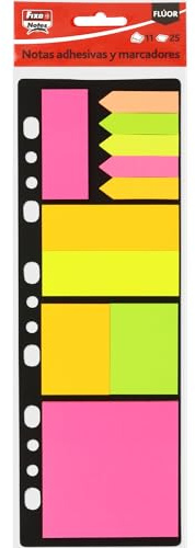 Fixo Notes | Set de notes et marqueurs adhésifs | Couleurs et tailles assorties | Parfait pour classeurs 4 anneaux A4 | 25 feuilles par bloc | 11 blocs | Matériel scolaire parfait pour vous organiser