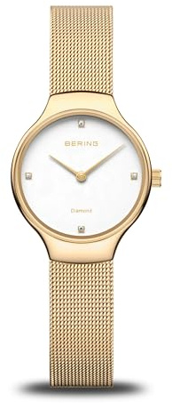 Bering Quartz Analog Kvinnors klocka med rem i rostfritt stål mid-39934, Guld