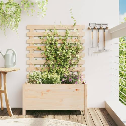 ShCuShan Jardinera con estantería Madera Maciza Pino 79x39,5x114 cm Mueble Plantas Interior Repisa para Plantas