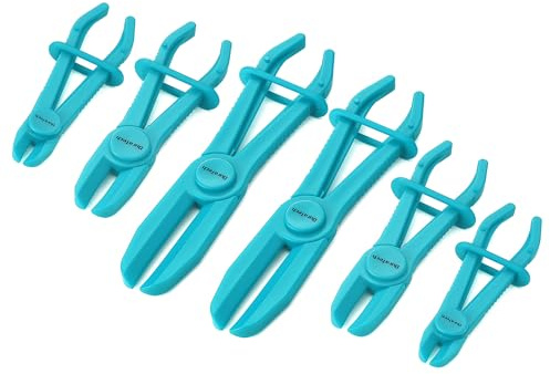 DURATECH 6-Piece Hose Clamp Pliers Set - Pinch Clamp Pliers for Flexible Hoses, Fuel, Gas, Brake & Radiator Lines (Blue)
