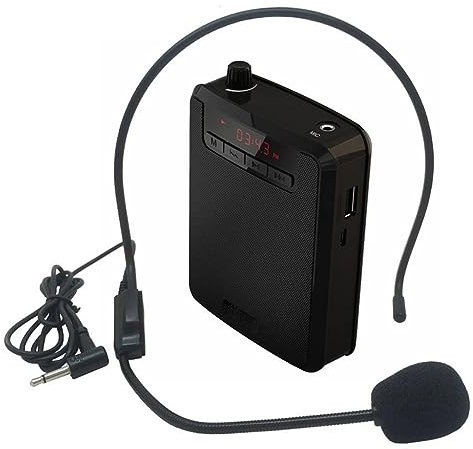 ZHCHAO Portable Voice Megaphone Amplifier Waist Band Clip Support FM Radio TF Speaker Power bank Tour Guides, Teachers(Argento)