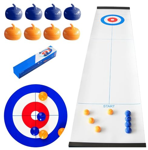 YANGUN Tabletop Curling Game, Family Games for Kids and Adults, Compact Curling Board Game, Quick & Easy to Set-Up CurlingGame, Family Board Games,Portable Mini TabletopGame for Family Party Travel