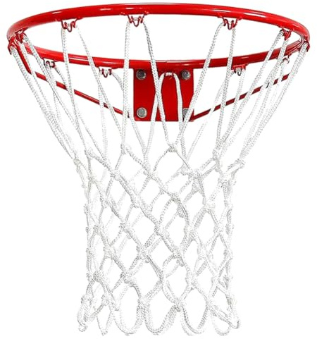 CREATCABIN Ersatz Basketballnetz Strapazierfähiges Basketballkorbnetz Geflochtenem Polyester Weißes Basketballnetz Basketballzubehör Geeignet Für Außenbereich Standard Basketballkorb Mit 12 Schlaufe