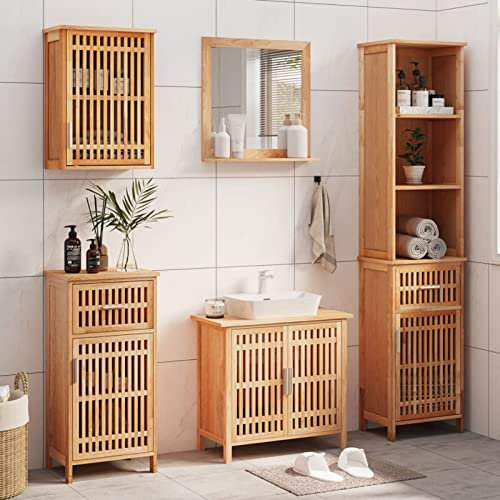 Sufrk Conjunto de Muebles de baño 5 Piezas Muebles de baño Conjunto Muebles de baño Madera Maciza de Nogal