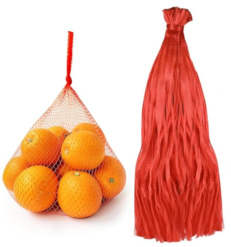 ktxaby 100Pcs Reusable Nylon Mesh Bags,60cm Long Strong Produce Net Bag,Breathable Onion Potato Storage Bag with with 4mm Mesh Stretchable Packaging Net for Vegetables Fruits