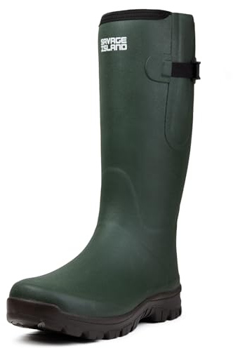 Savage Island Lachlan - Botas de agua impermeables con forro de neopreno para todo tipo de clima, para hombre, verde oscuro, 42 1/3 EU